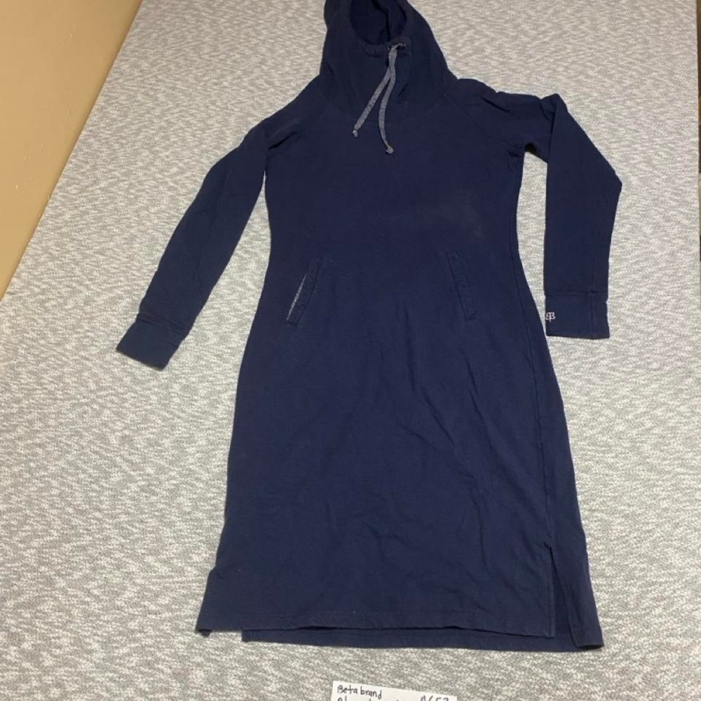 Beta brand blue long sleeve hoodie dress women S. SKU-A653